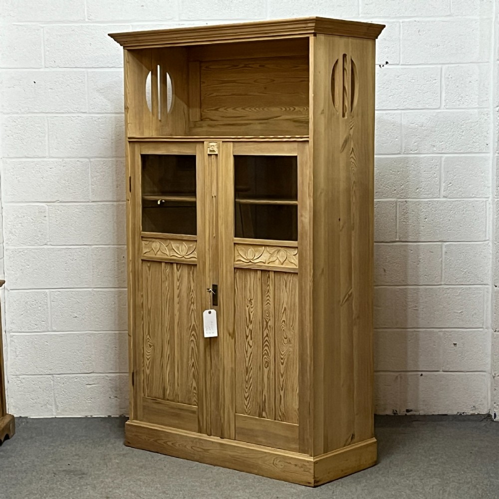 Large 1930's East German Partly Glazed Pine Display Cabinet 