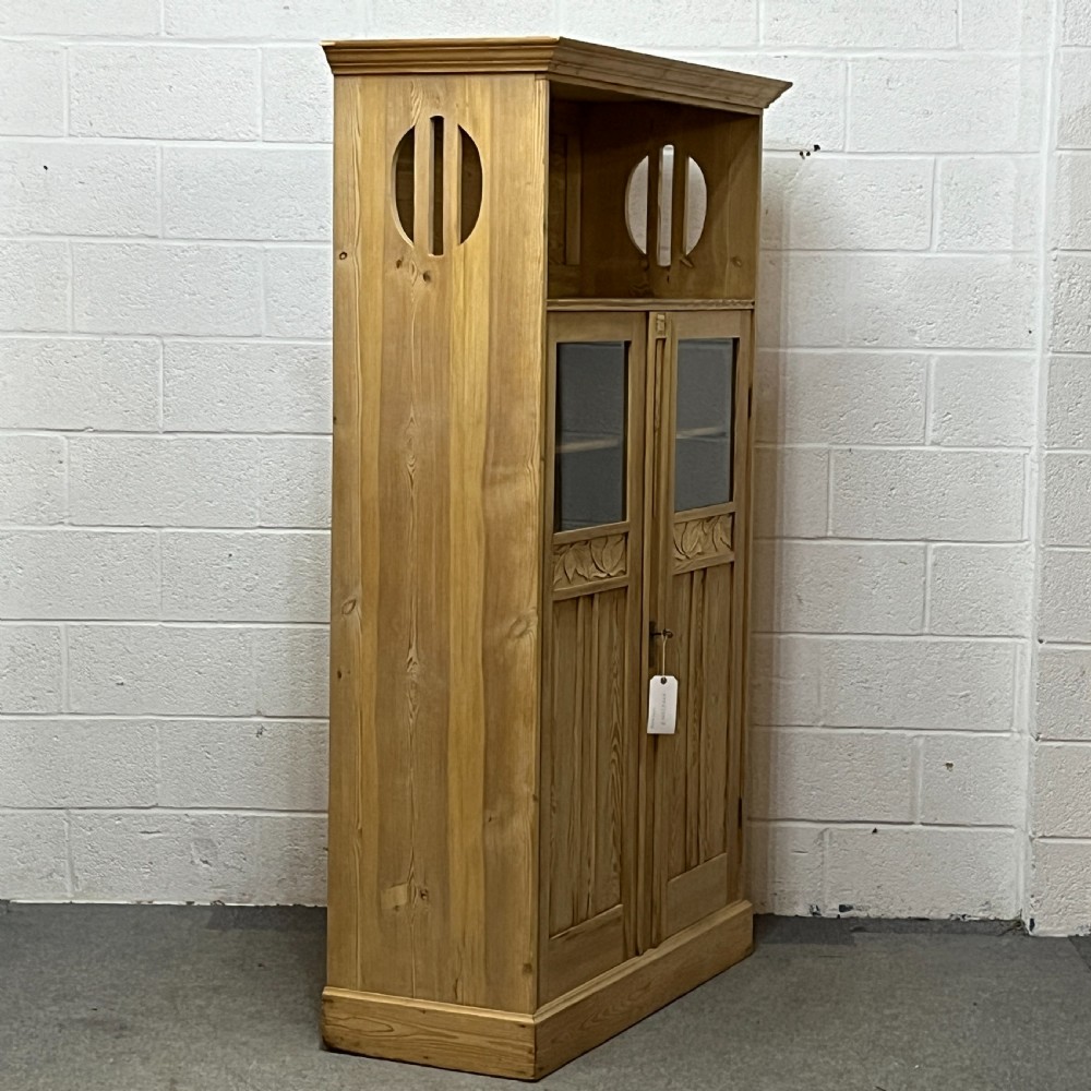 Large 1930's East German Partly Glazed Pine Display Cabinet  View II