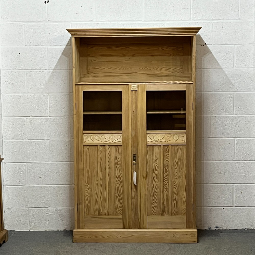 Large 1930's East German Partly Glazed Pine Display Cabinet  View III