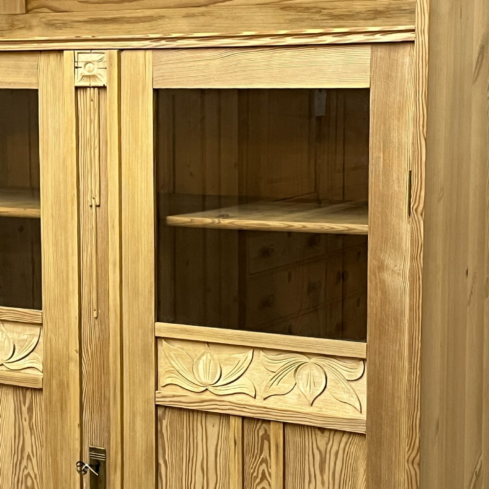Large 1930's East German Partly Glazed Pine Display Cabinet  View IX