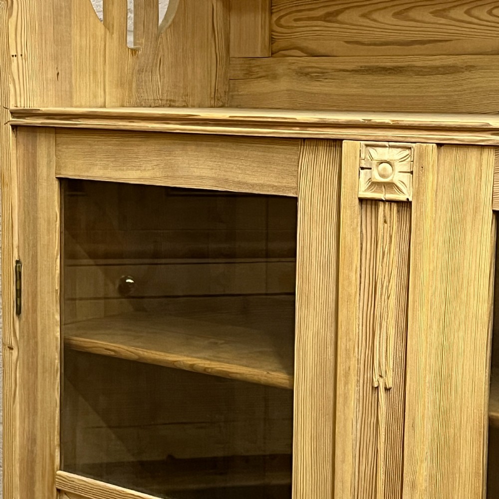 Large 1930's East German Partly Glazed Pine Display Cabinet  View X
