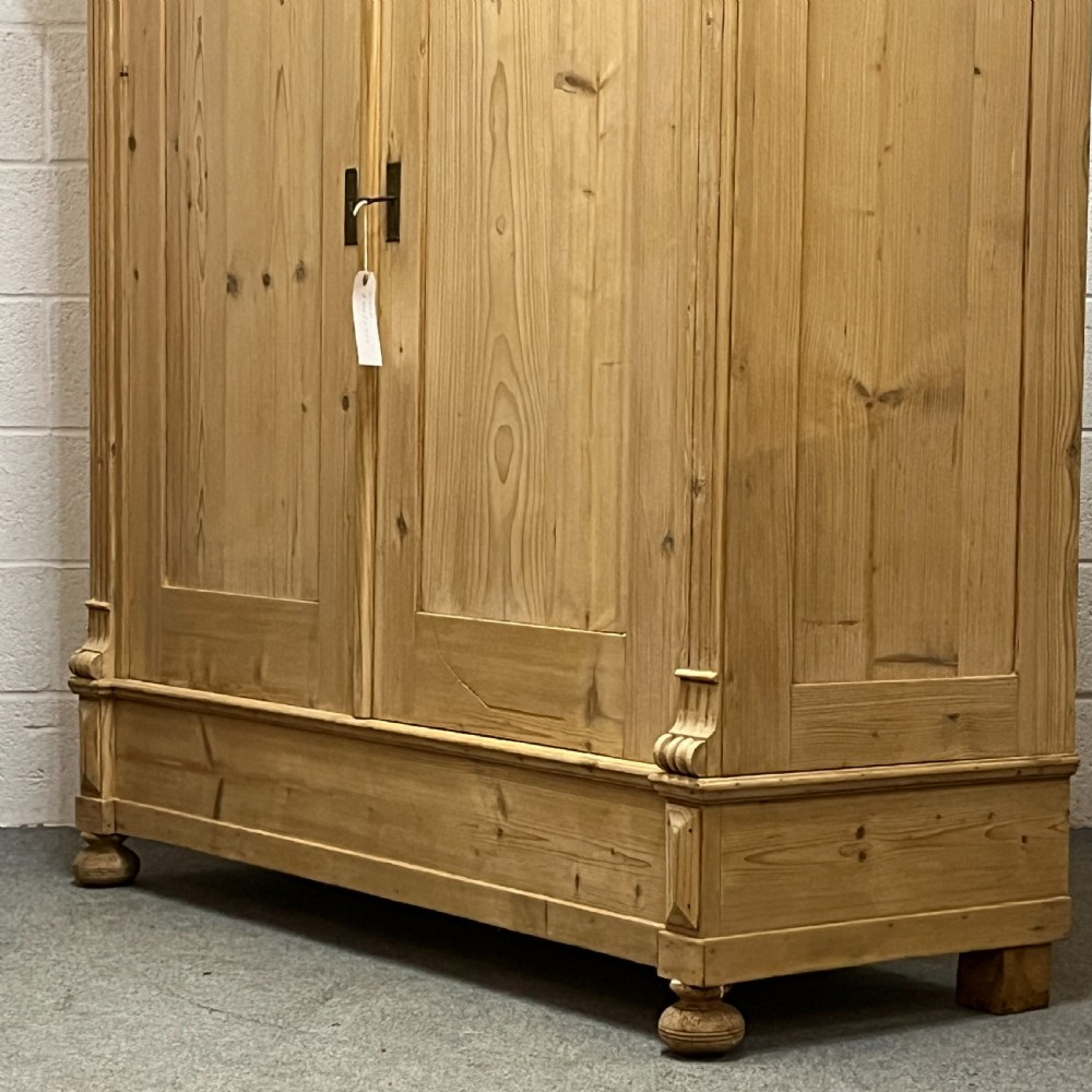 Very Large Antique Pine Double Wardrobe (Dismantles) View V