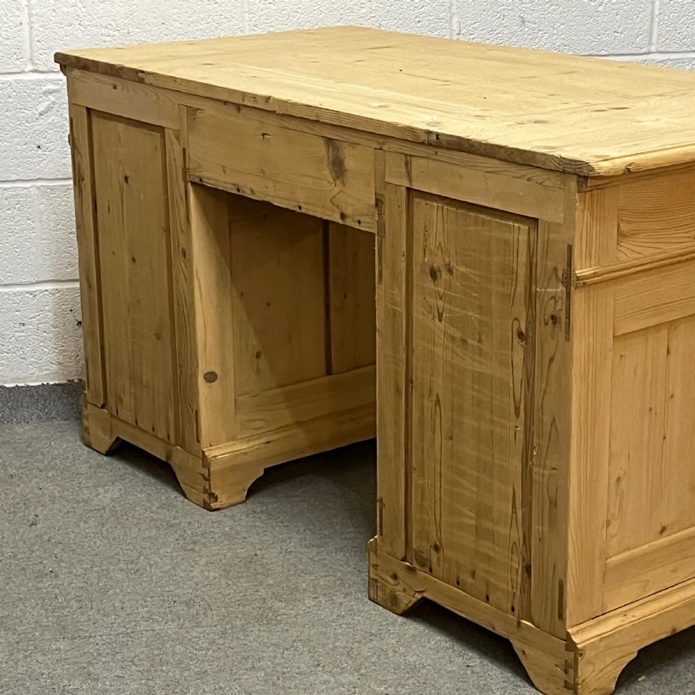 Large Antique Pine Pedestal Desk View IV
