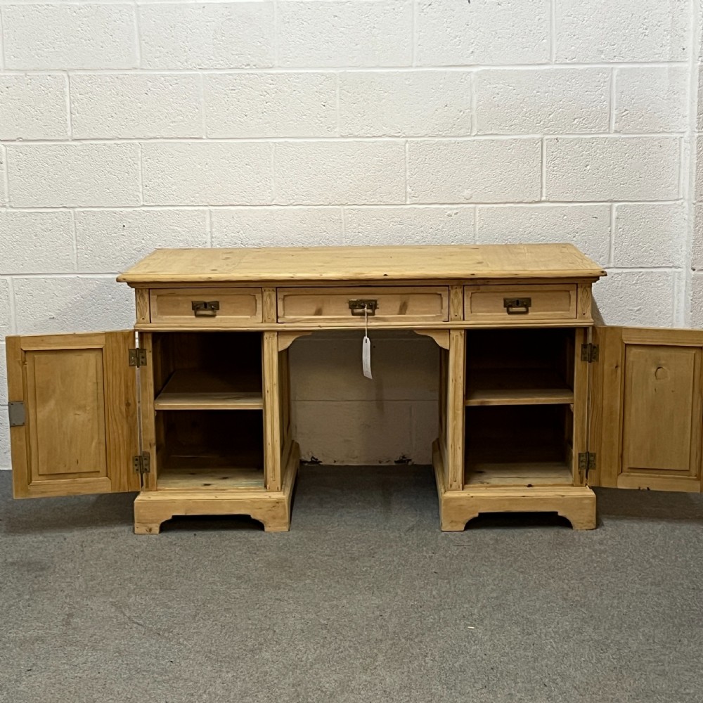 Large Antique Pine Pedestal Desk View VIII