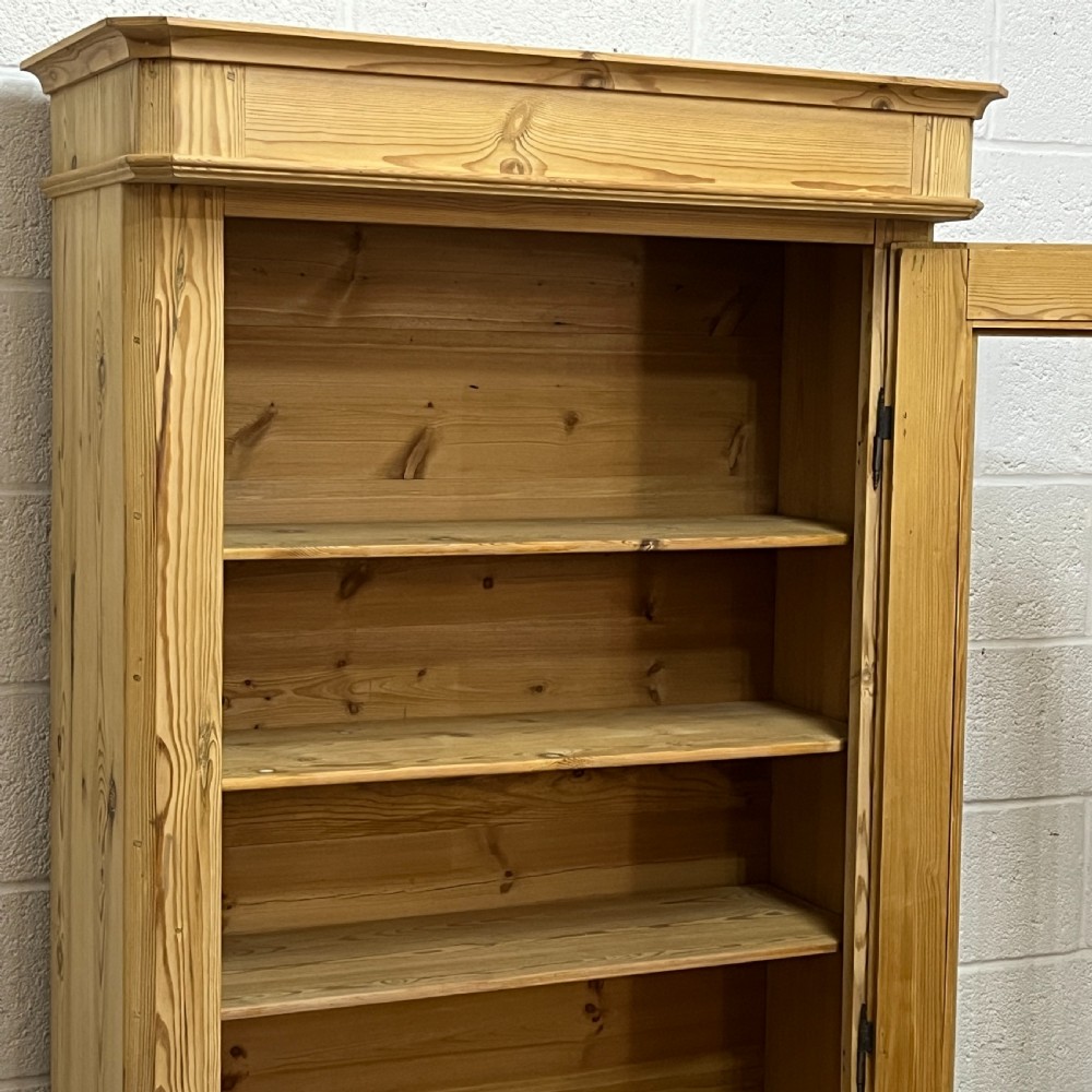 Small Antique Pine Single Glazed Door Dresser 2 Bottom Drawers View VIII
