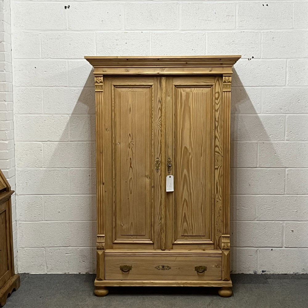 Small Antique Pine (Children's) Wardrobe With Bottom Drawer 