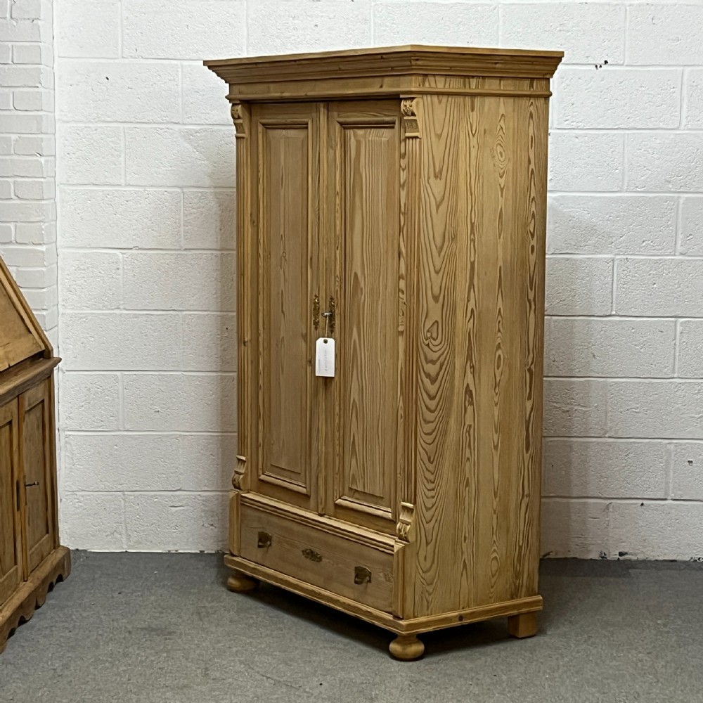 Small Antique Pine (Children's) Wardrobe With Bottom Drawer  View II