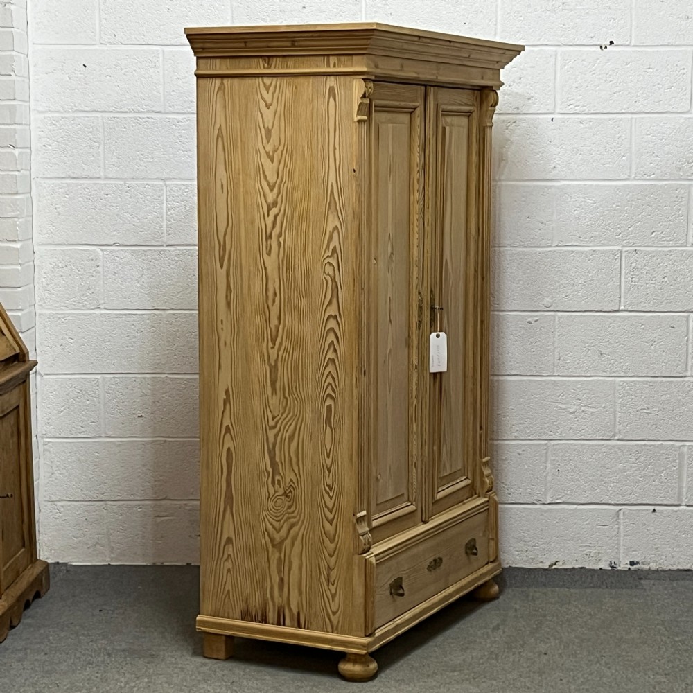 Small Antique Pine (Children's) Wardrobe With Bottom Drawer  View III