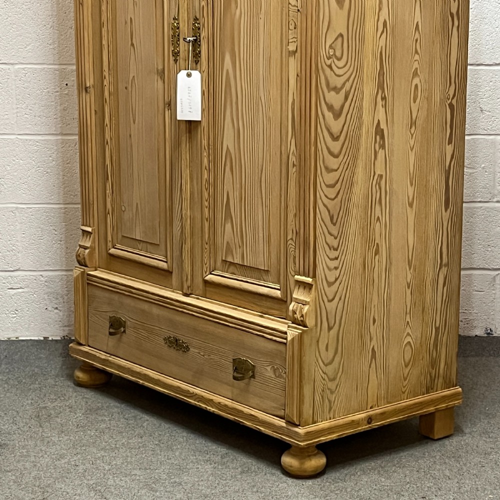 Small Antique Pine (Children's) Wardrobe With Bottom Drawer  View V