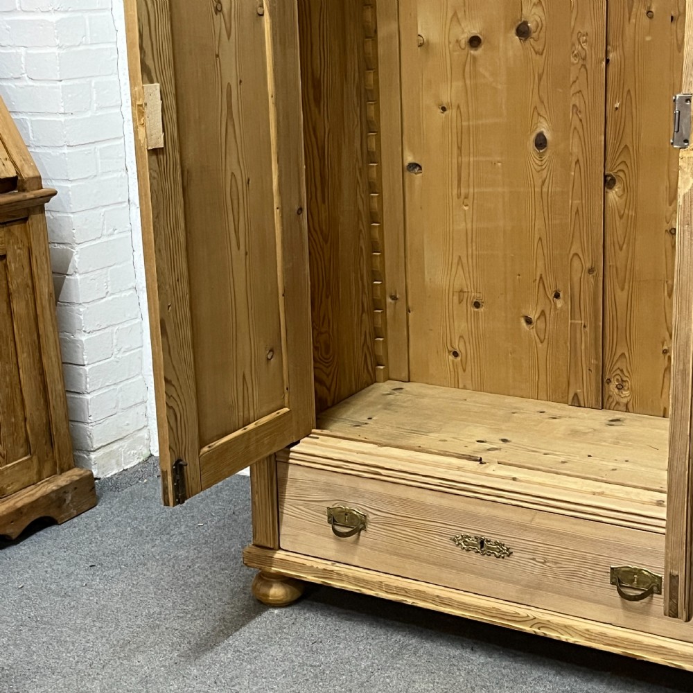 Small Antique Pine (Children's) Wardrobe With Bottom Drawer  View IX