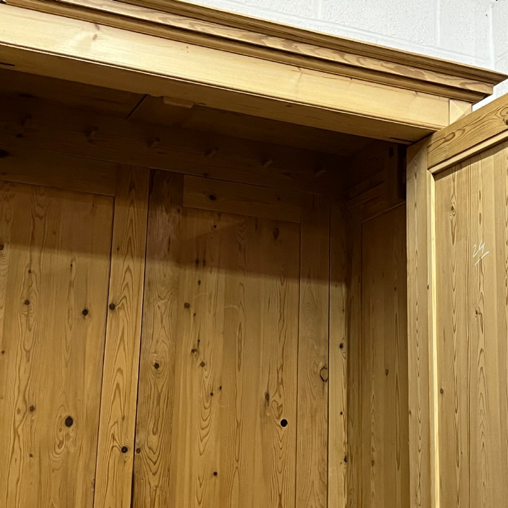 Beautiful Double Column Antique Pine Wardrobe With Bottom Drawers (Dismantles) View IX