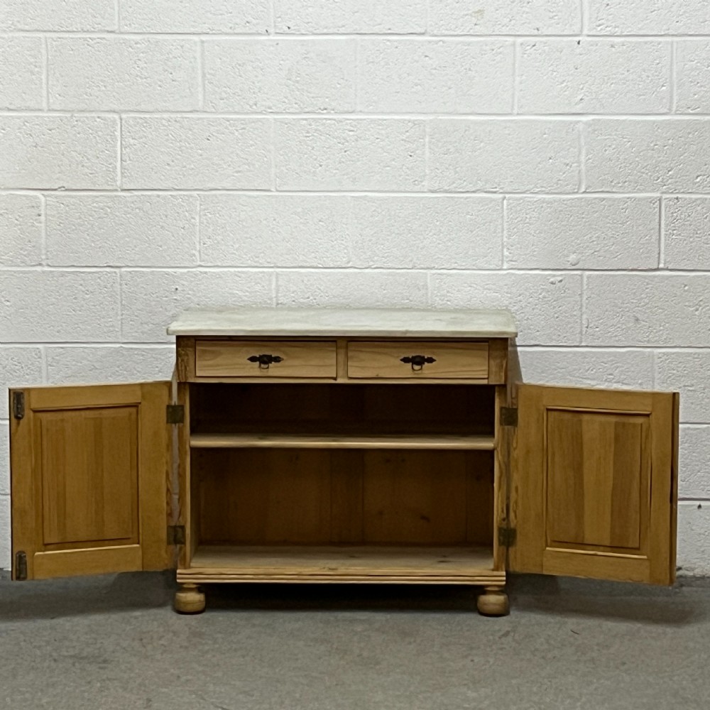 Small Attractive Marble Top Antique Pine Cupboard View VI