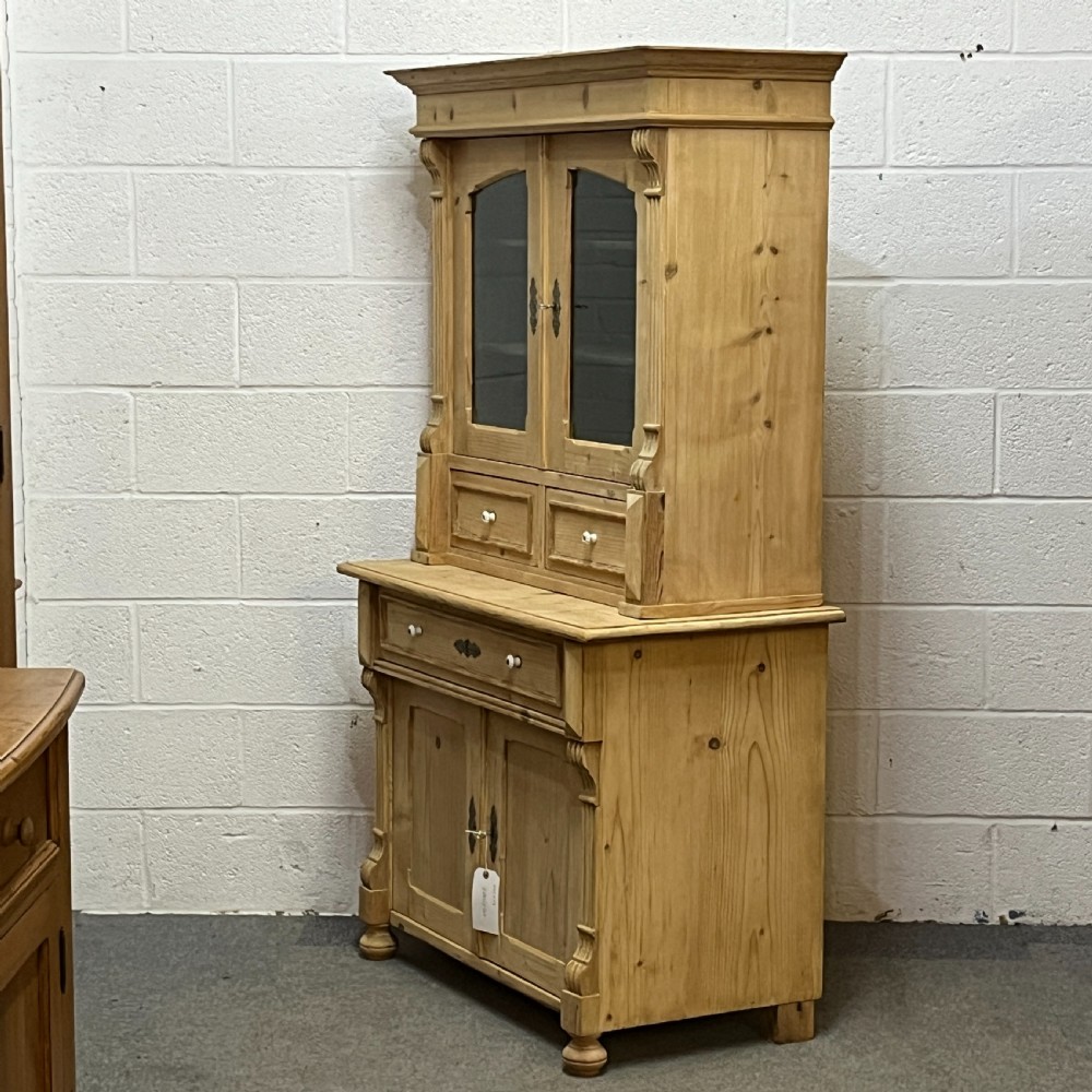 Small Very Pretty Partly Glazed Antique Pine Dresser View II
