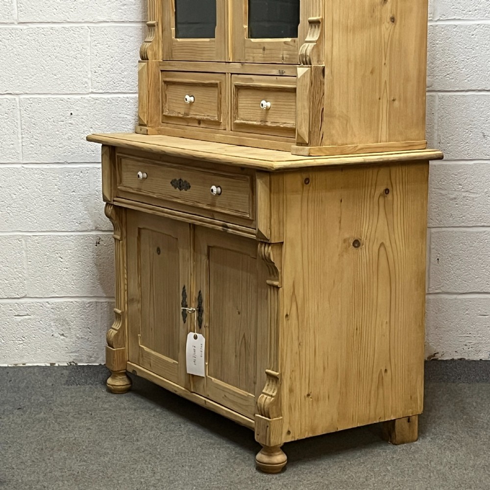 Small Very Pretty Partly Glazed Antique Pine Dresser View VIII