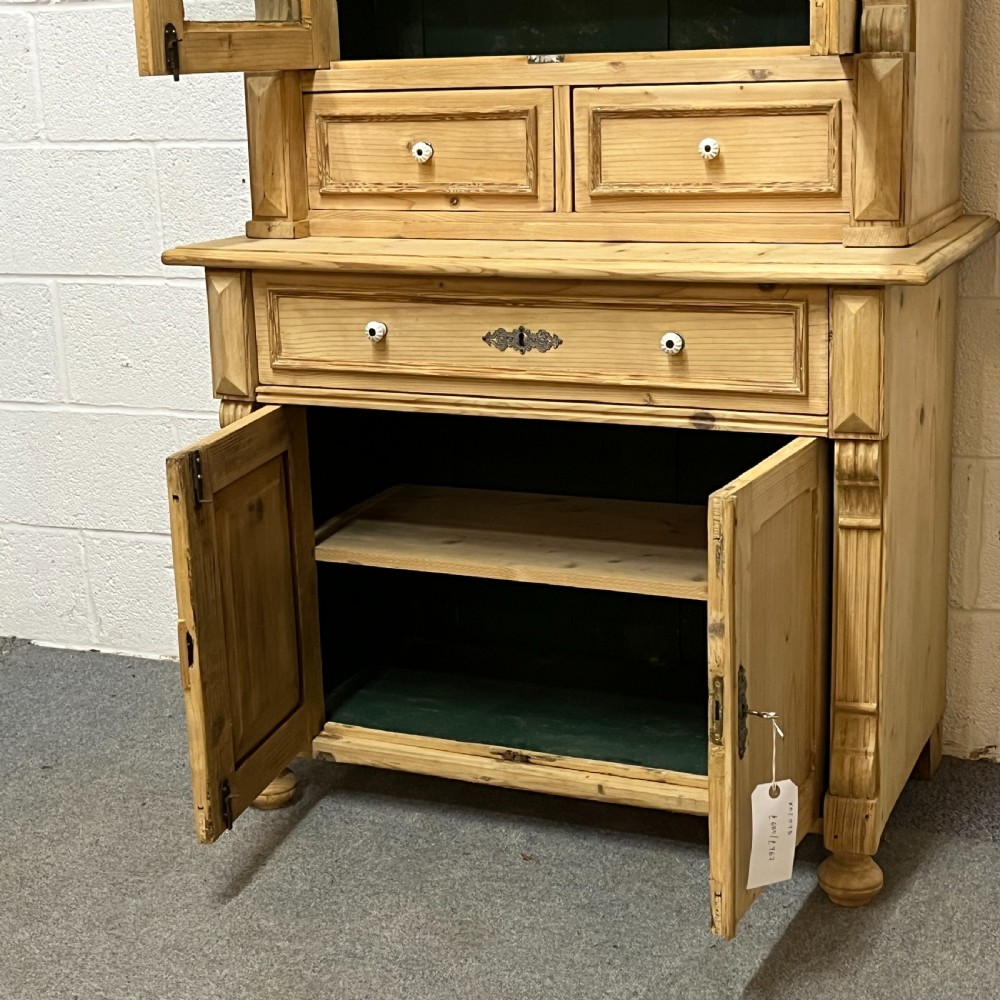 Small Very Pretty Partly Glazed Antique Pine Dresser View XI