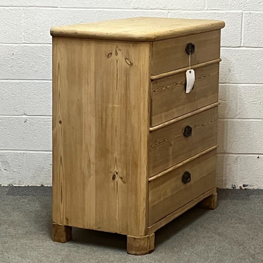 Large Sturdy Eastern European Antique Pine Chest Of 4 Drawers View II
