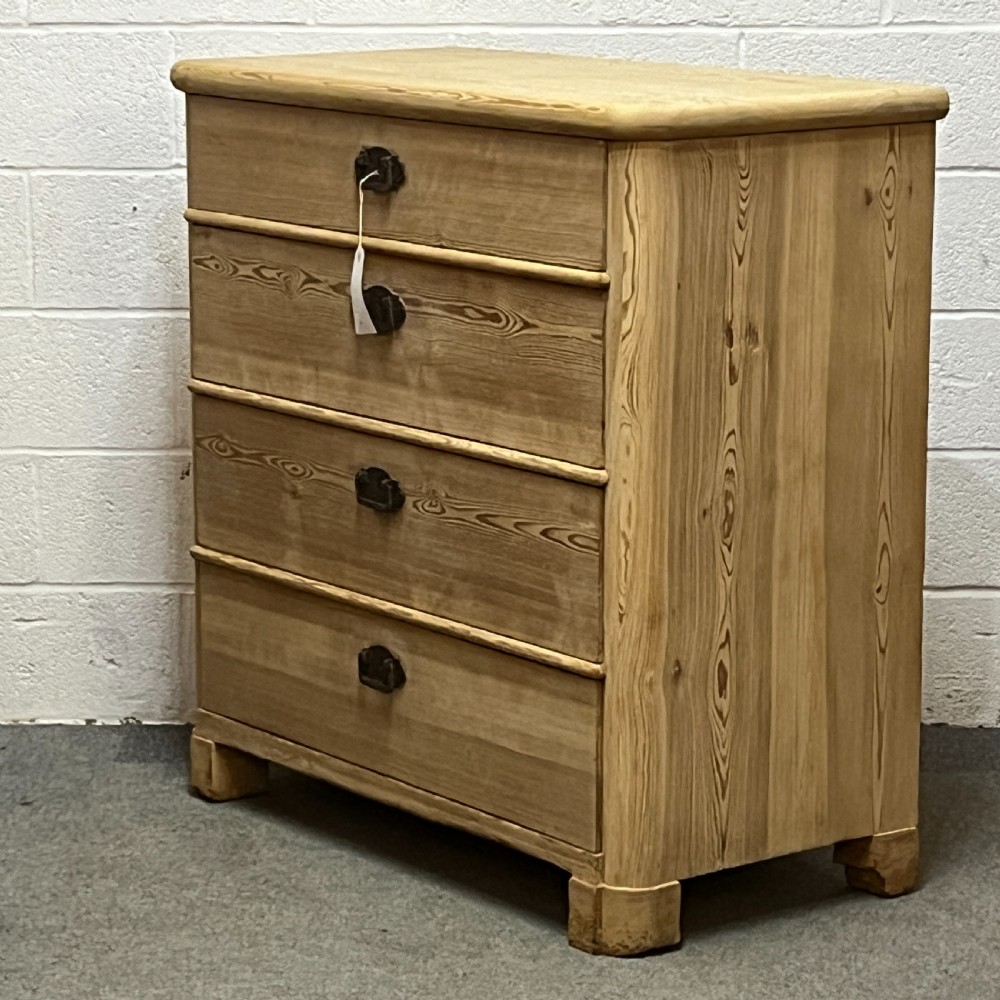 Large Sturdy Eastern European Antique Pine Chest Of 4 Drawers View III