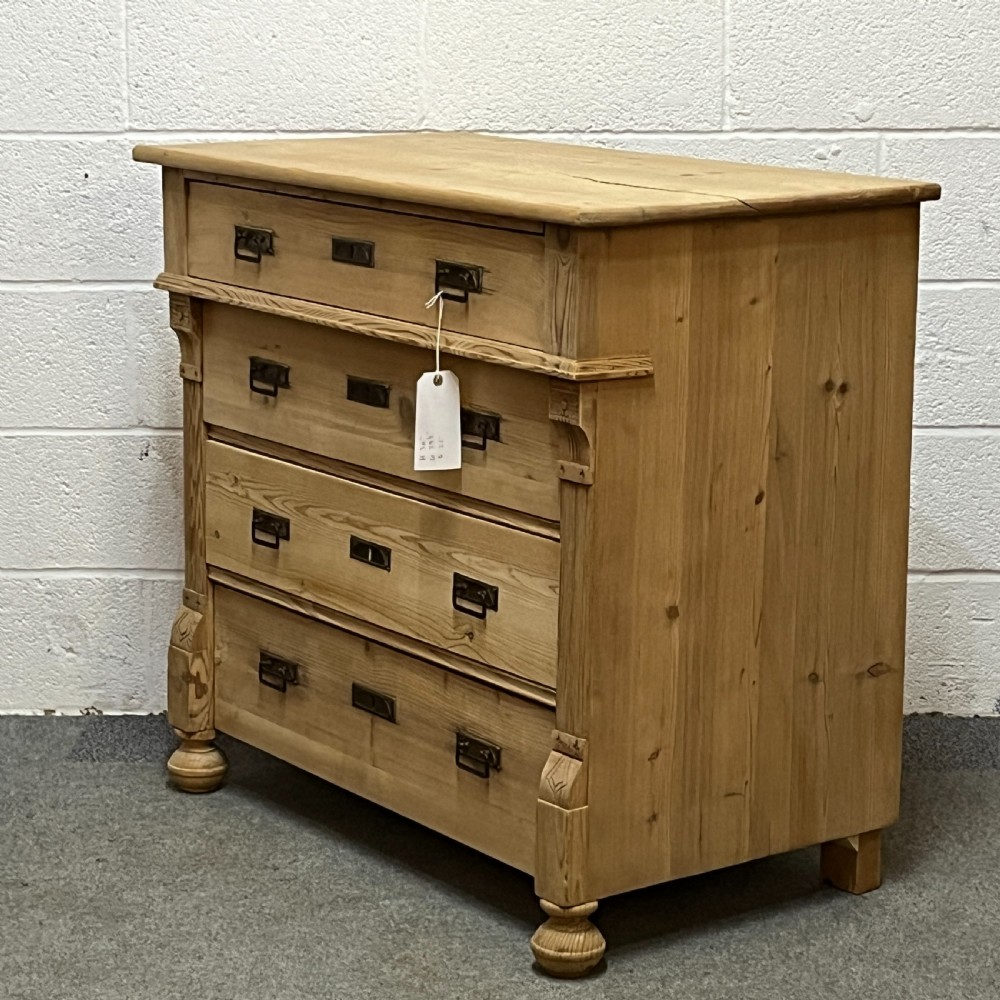 Large East German Pine Chest Of 4 Drawers View II