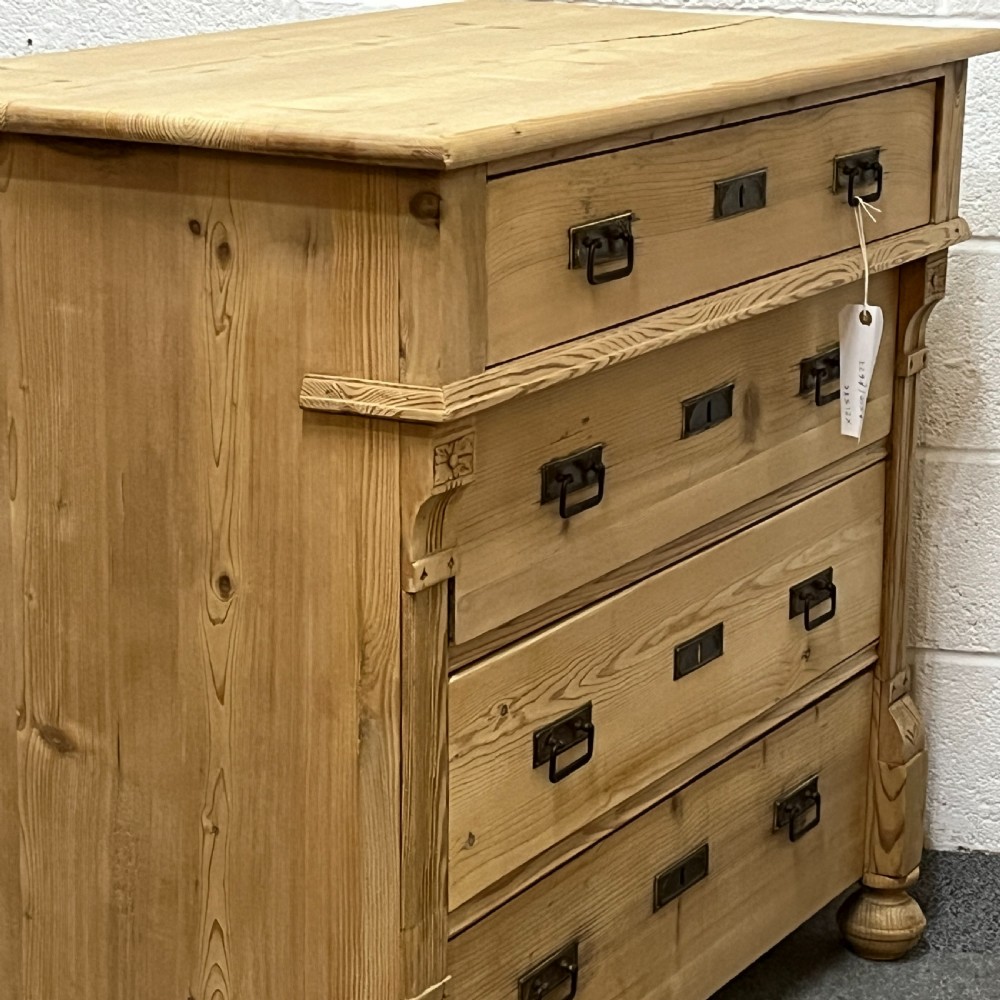 Large East German Pine Chest Of 4 Drawers View IV