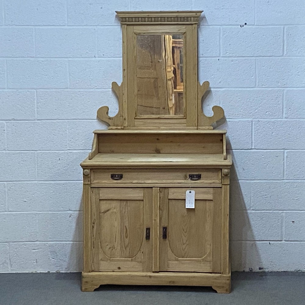 Antique Pine Dressing Chest With Mirror