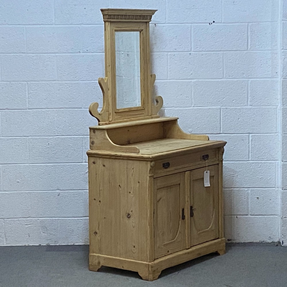Antique Pine Dressing Chest With Mirror View V