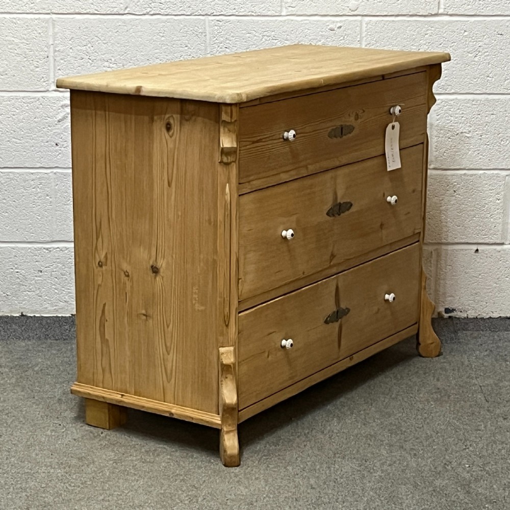 Eastern European Antique Pine Chest Of 3 Drawers View II