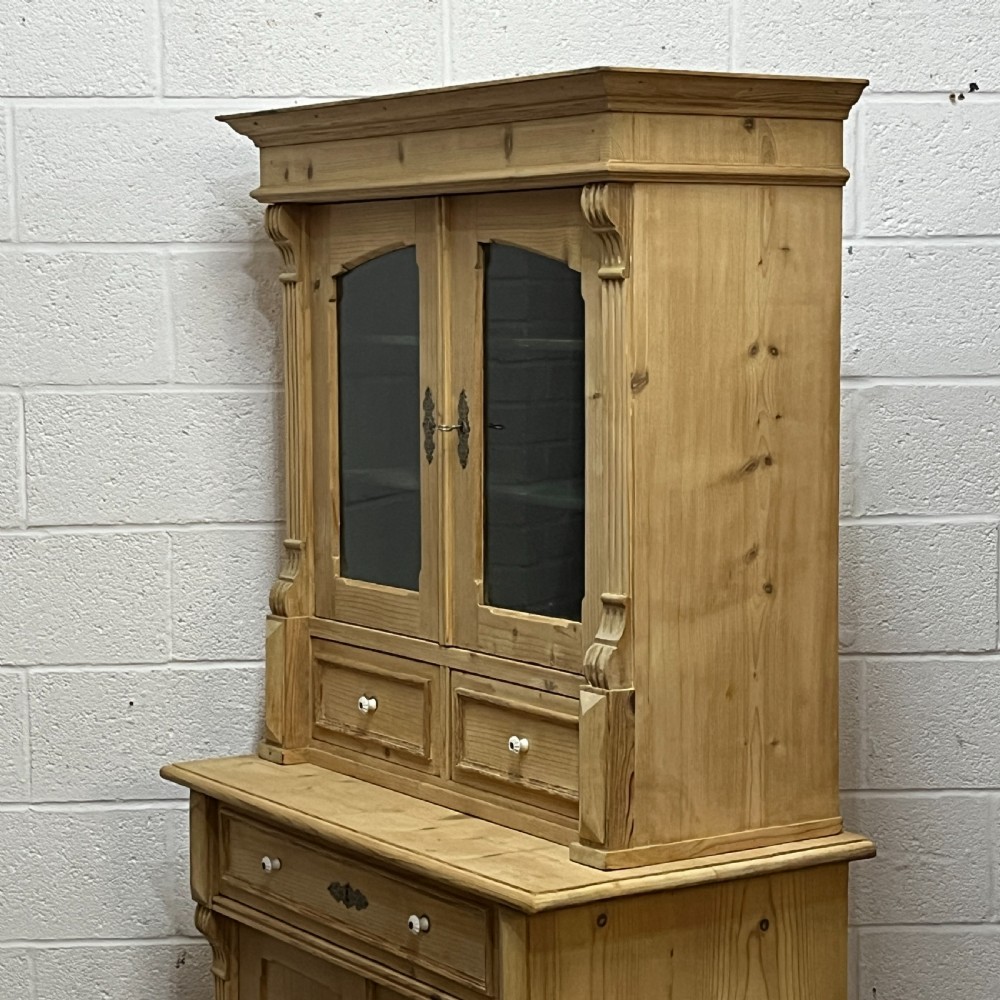 Small Very Pretty Partly Glazed Antique Pine Dresser View IV