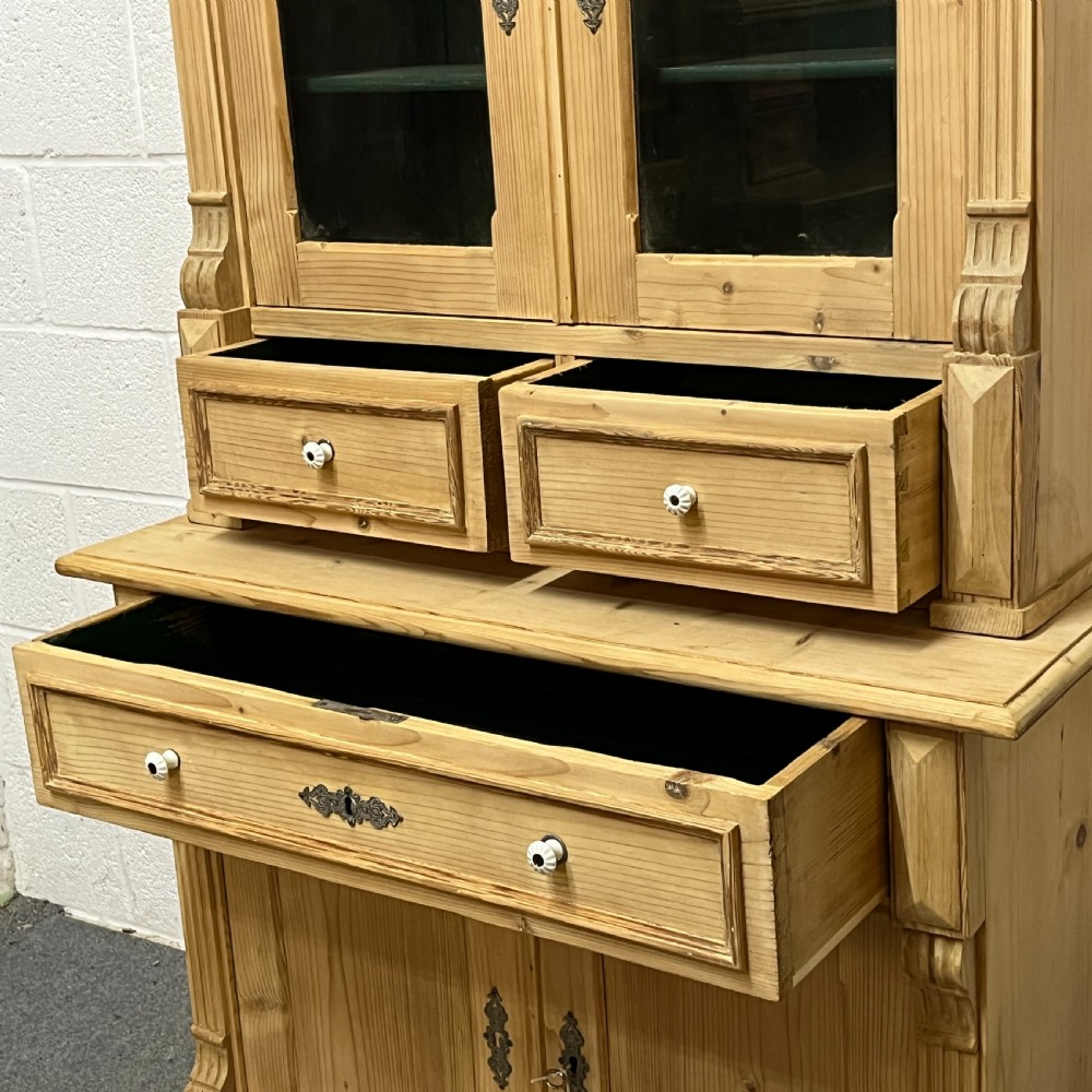 Small Very Pretty Partly Glazed Antique Pine Dresser View VI