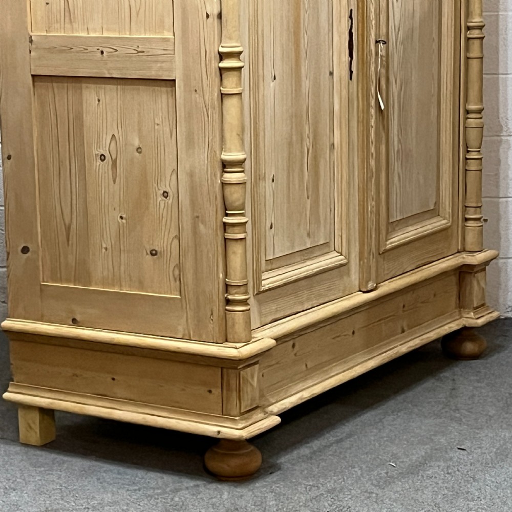 Large Very Deep Antique Pine Double Wardrobe (Dismantles) View V