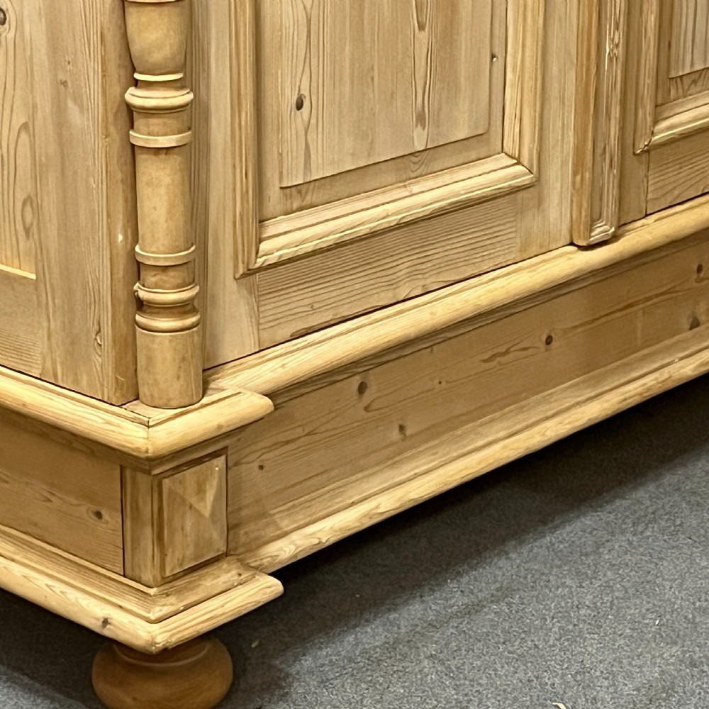 Large Very Deep Antique Pine Double Wardrobe (Dismantles) View VII