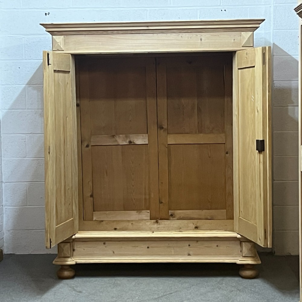 Large Very Deep Antique Pine Double Wardrobe (Dismantles) View VIII