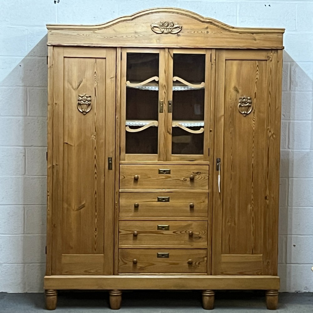 Large East German 1930's Complete Pine Bedroom Unit