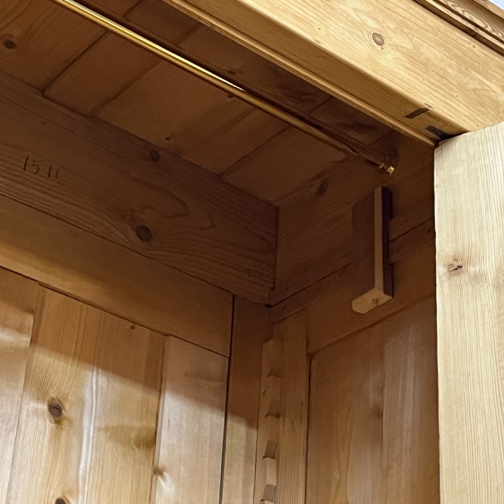 Beautiful Waxed Arched Top Old Pine Double Wardrobe With Bottom Drawer  View VIII