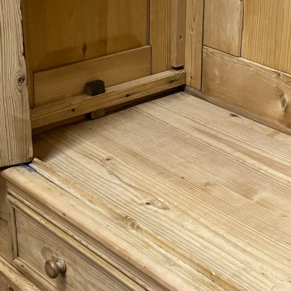 Beautiful Waxed Arched Top Old Pine Double Wardrobe With Bottom Drawer  View IX