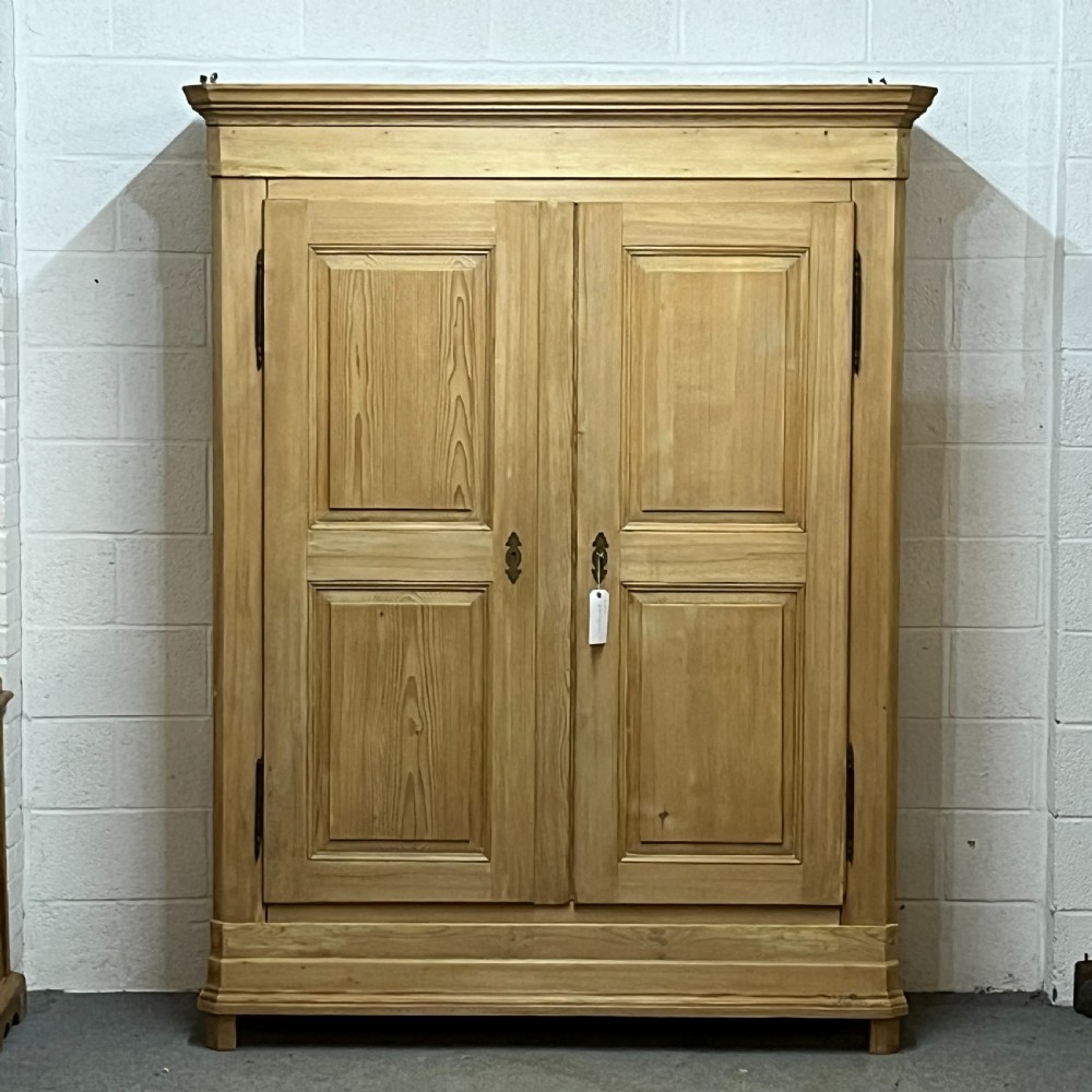 Large Very Tall French Antique Pine Double Wardrobe (Dismantles)