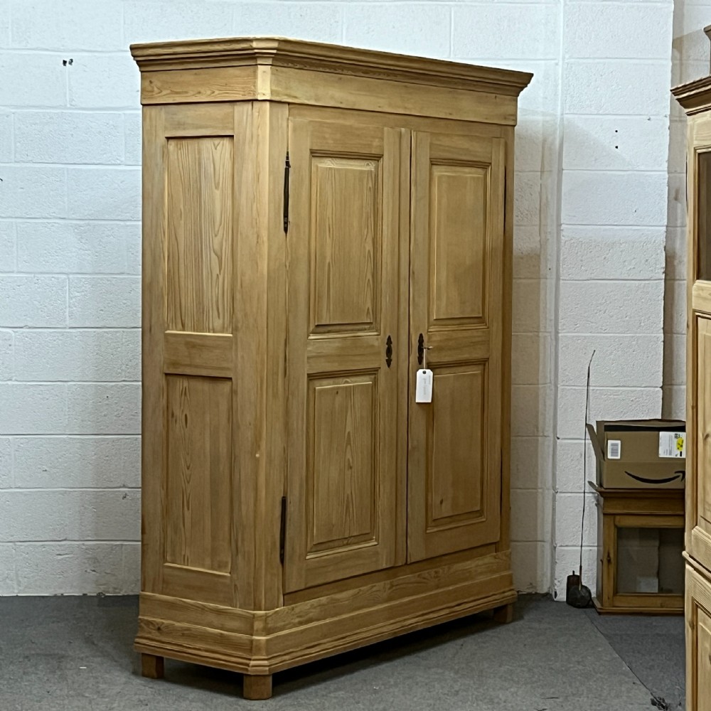 Large Very Tall French Antique Pine Double Wardrobe (Dismantles) View III