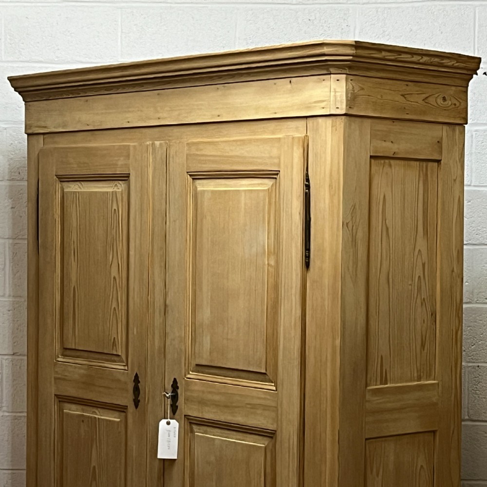 Large Very Tall French Antique Pine Double Wardrobe (Dismantles) View IV