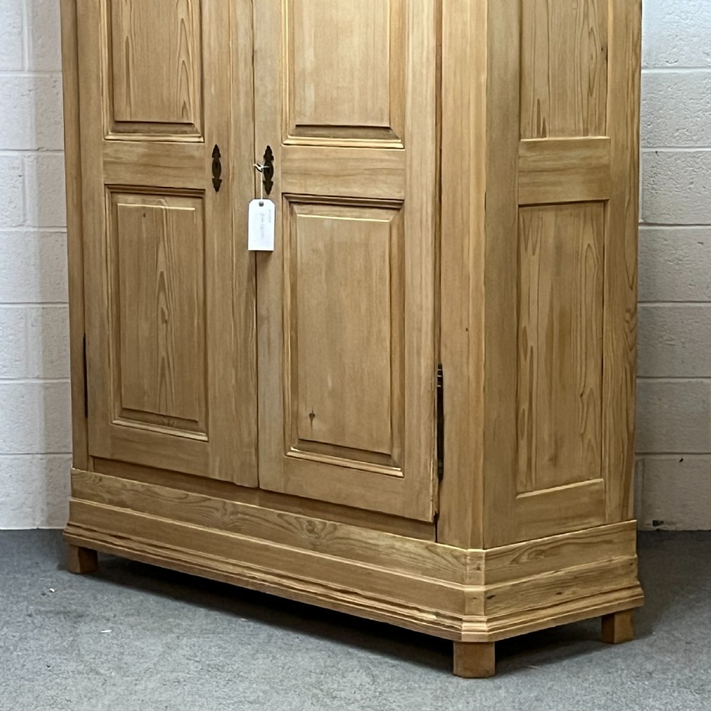 Large Very Tall French Antique Pine Double Wardrobe (Dismantles) View V