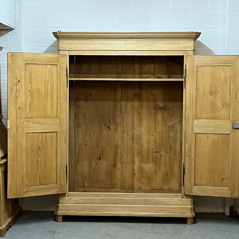 Large Very Tall French Antique Pine Double Wardrobe (Dismantles) View VIII