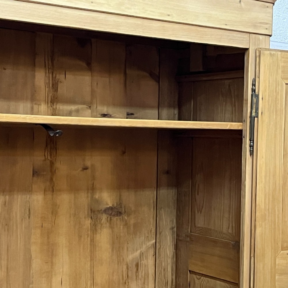 Large Very Tall French Antique Pine Double Wardrobe (Dismantles) View IX