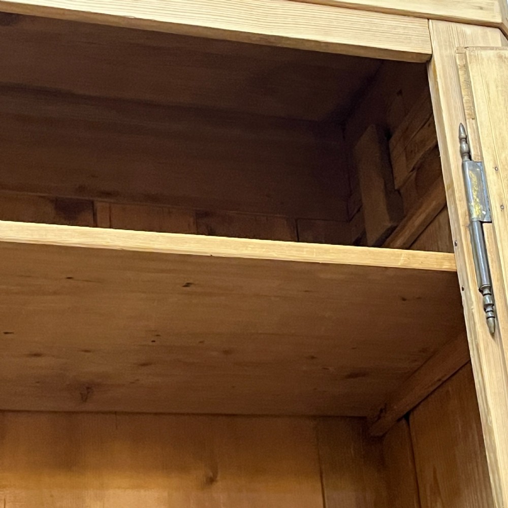 Large Very Tall French Antique Pine Double Wardrobe (Dismantles) View XI