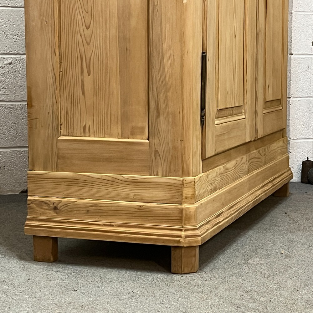 Large Very Tall French Antique Pine Double Wardrobe (Dismantles) View XII