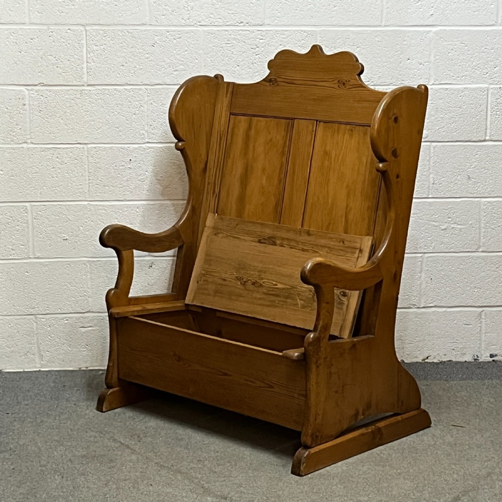 Edwardian Pine Monks Storage Bench With Lift Up Seat View III