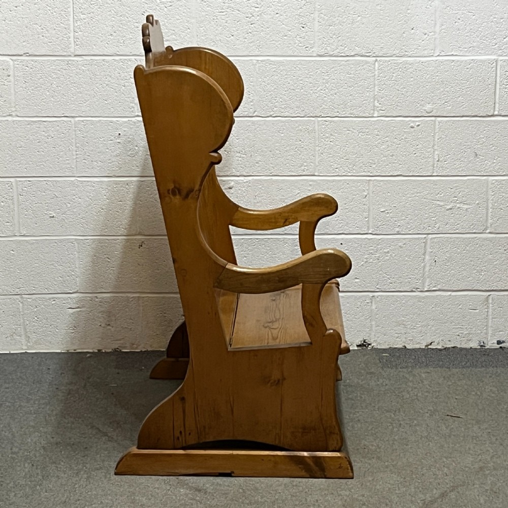 Edwardian Pine Monks Storage Bench With Lift Up Seat View V