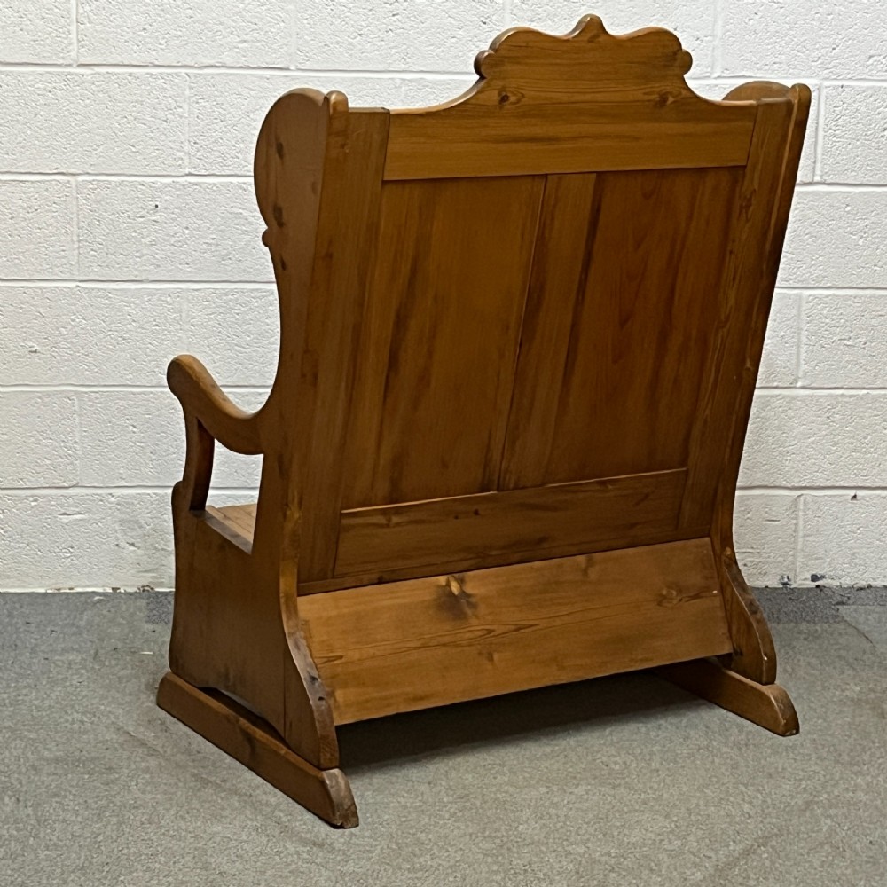 Edwardian Pine Monks Storage Bench With Lift Up Seat View VI