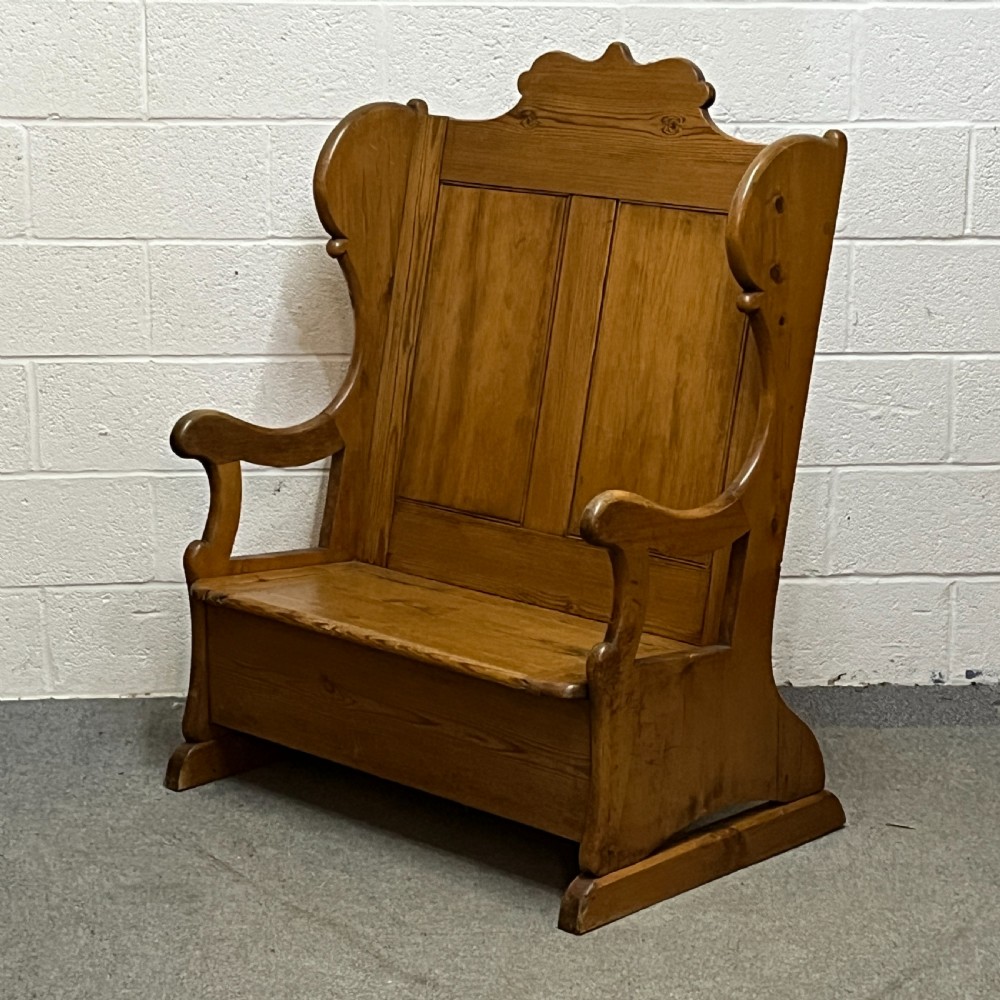 Edwardian Pine Monks Storage Bench With Lift Up Seat View VII