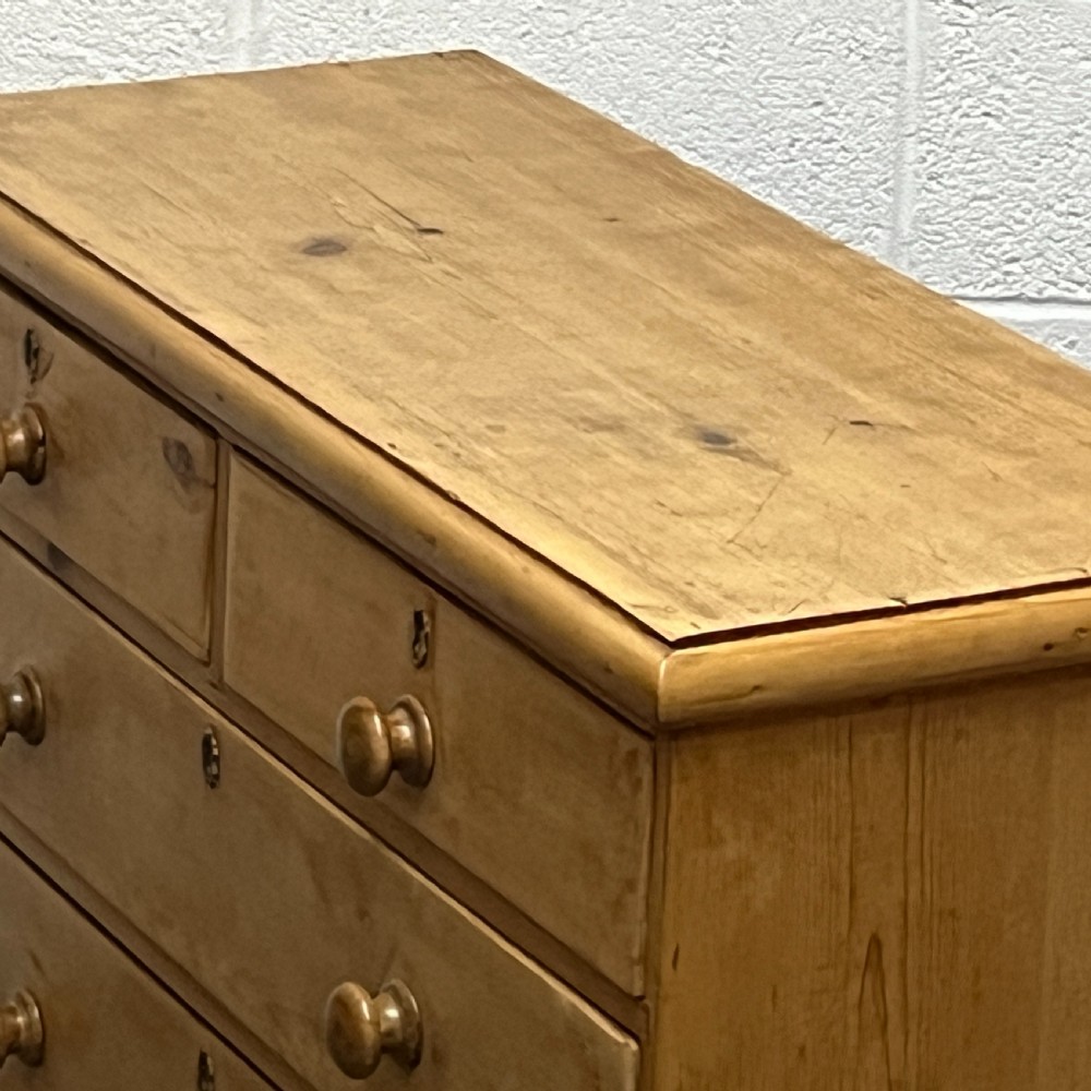 Small Late Victorian Pine 2 Over 3 Chest Of Drawers View IV