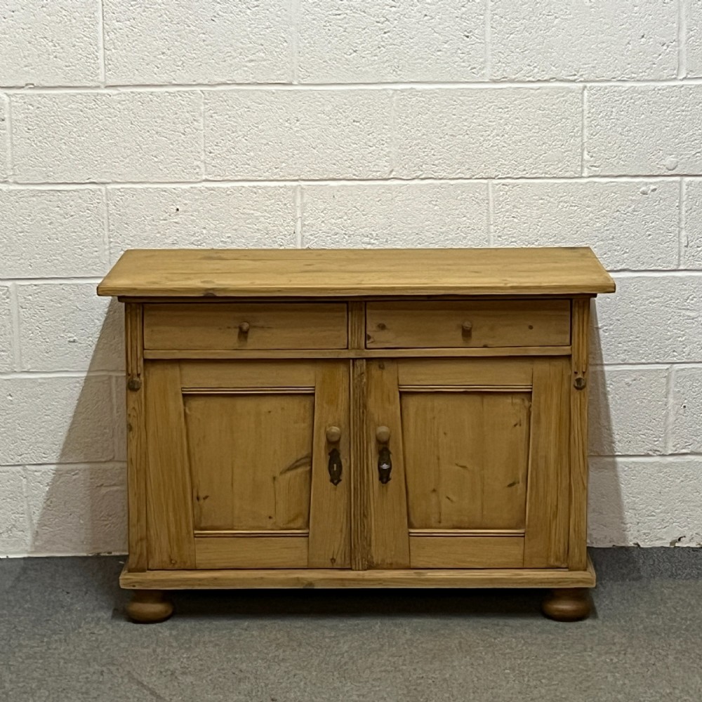 Small Old Pine 2 Drawer Over 2 Door Cupboard