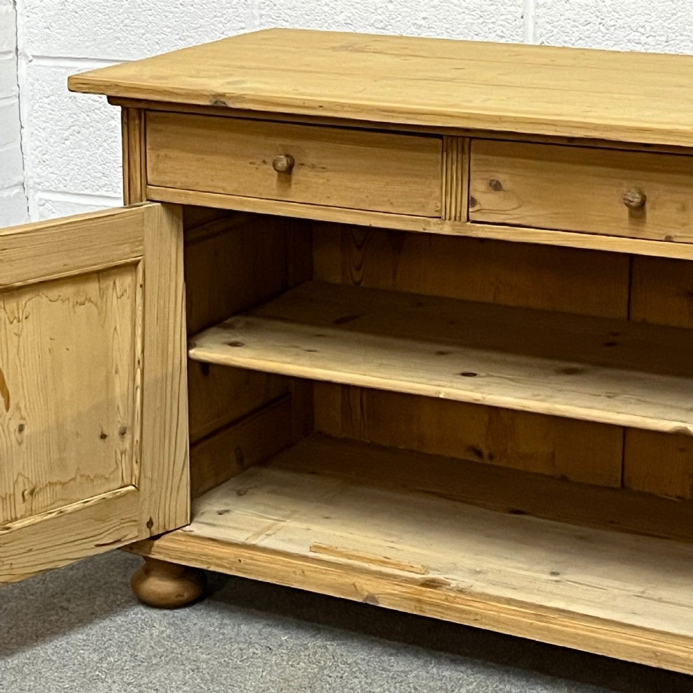 Small Old Pine 2 Drawer Over 2 Door Cupboard View V