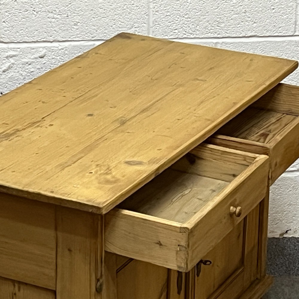 Small Old Pine 2 Drawer Over 2 Door Cupboard View VI